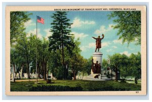Vintage Grave And Monument Of Francis Scott Key Frederick Postcard P138E