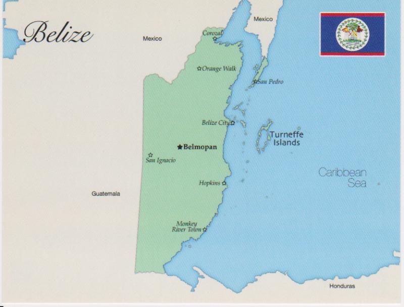 MAP AND FLAG OF BELIZE