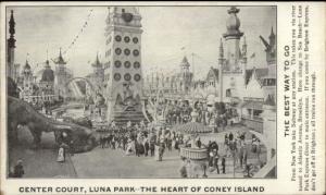 Coney Island Luna Park Center Court c1905 Postcard 