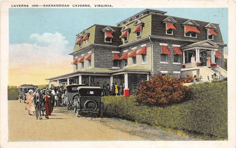 C62/ Shenandoah Caverns Virginia Va Postcard c1910 Caverns Inn Hotel Crowd