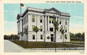 DODGE CITY, Kansas KS    FORD COUNTY COURT HOUSE  1948 Curteich Linen Postcard