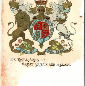 c1900s Royal Arms Ireland Ireland Lion Unicorn Shield Heraldry Coat of Arms A367