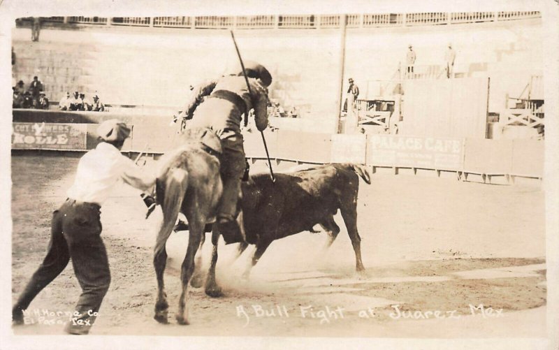 Bullfight at Juarez, Mexico, Early Real Photo Postcard, Unused