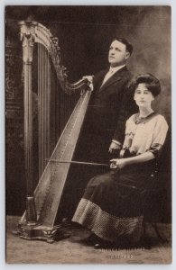 Chicago Male Full Pedal Harpist~Female Violinist~Blancke-Harris~Concert Duo RPPC