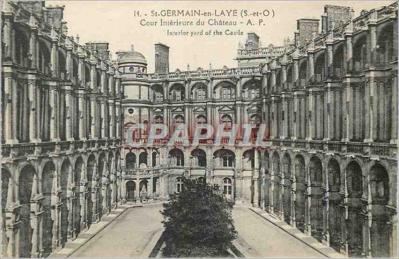 Postcard Old St Germain en Laye (s and O) inside the castle courtyard ap
