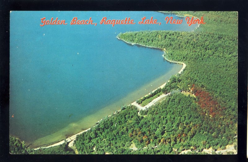 Raquette Lake, New York/NY Postcard, Aerial View Of Golden Beach