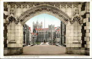 Vtg 1920s Gate, College Of The City Of New York NY Phostint Postcard