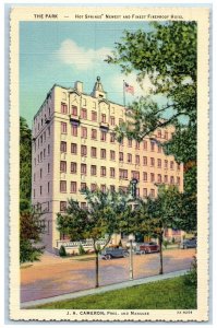 1941 The Park Hotel Building Cars Hot Springs Arkansas AR Vintage Postcard