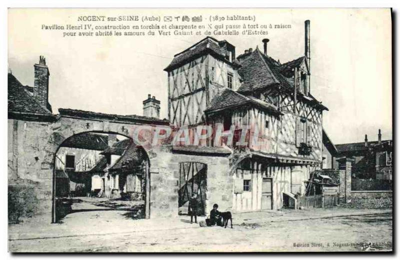 Old Postcard Nogent Sur Seine Pavillon Henri IV Children