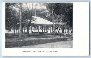 Austin Minnesota Postcard Pavilion Lafayette Park Exterior c1898 Vintage Antique