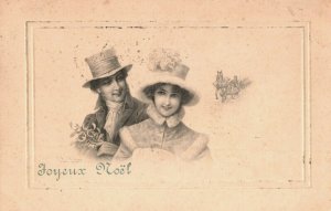 Romantic Man And Lady Vienna Style Happy New Year Vintage Postcard 03.75