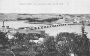 BELFAST, ME Maine   MEMORIAL BRIDGE~Passagassawaukeag River   B&W Postcard