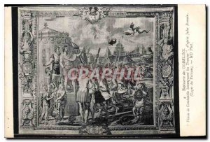 Postcard Old Gobelins Tapestry vision of Constantine baranguant the Troops af...