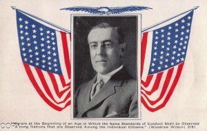 Woodrow Wilson American Flag postcard BE113