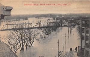 E51/ Piqua Ohio Postcard 1913 Flood Disaster Rossville Bridge