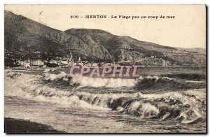 Old Postcard Menton The Beach For A Coup de Mer