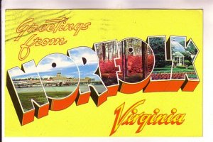 Greetings from, Norfolk, Virginia, Used 1979, Airport