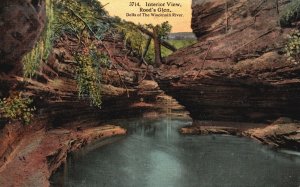 Vintage Postcard 1912 Interior View Rod's Glen Dells of the Wisconsin River WI