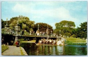 Postcard - Swan Boat, Public Gardens - Boston, Massachusetts