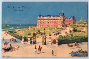 Biarritz Nouvelle-Aquitaine France Postcard Hotel Du Palais Entrance View c1910