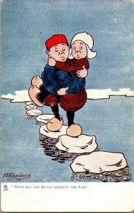 Tucks 906 Little Hollanders Boy Carries Girl None But the Brave Postcard J68