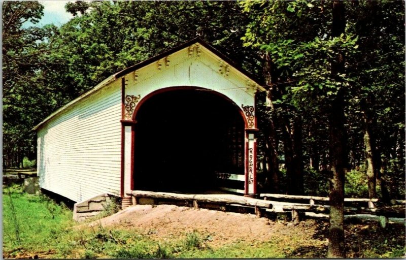 Postcard~Burr Truss Bridge~Crown Point, Indiana~Covered Bridge~A16