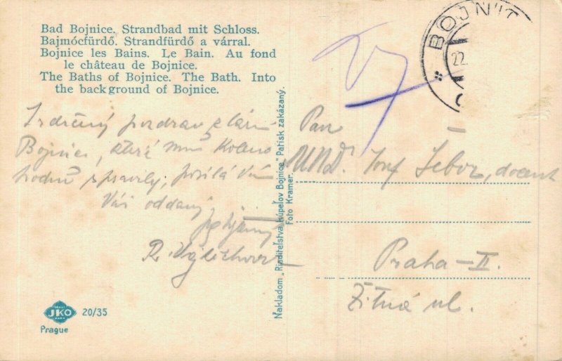 Slovakia Bojnice Kúpele Zahradný Kupel so Zámkom RPPC 06.87