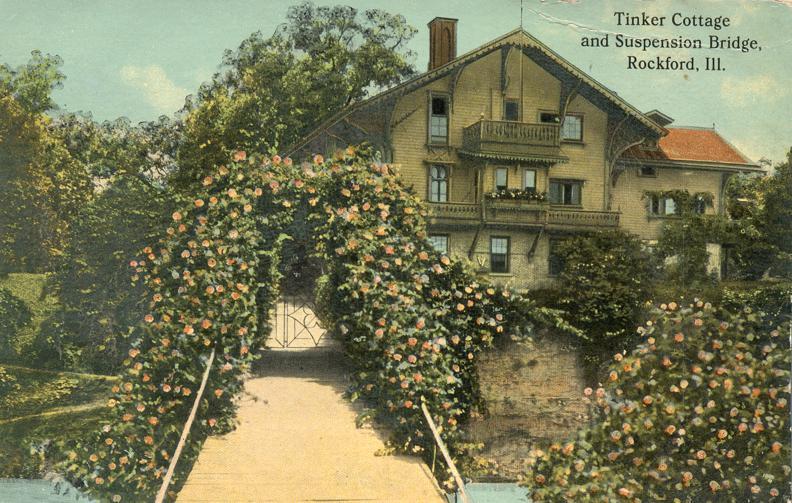 Tinker Cottage and Suspension Bridge - Rockford IL, Illinois - DB