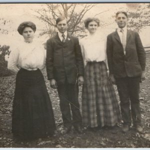 c1910s Cute Young Couples RPPC Outdoor Classy Gentleman Women Corsets Photo A255