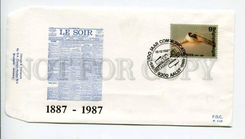 293202 BELGIUM 1987 year First Day COVER Aalst Le Soir press