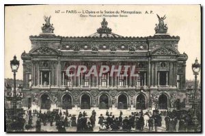 Postcard Old Paris Opera and the Metropolitan Station