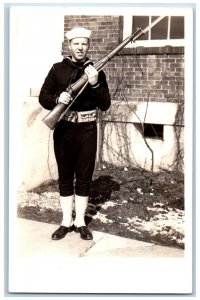 Great Lakes Illinois IL Postcard RPPC Photo US Navy Sailor c1930's Vintage