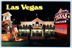 LAS VEGAS, NV ~ Night/Neon TEXAS STATION HOTEL CASINO 1993  ~ 4x6 Postcard