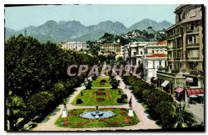 Old Postcard Menton M general view and the Mont Baudon