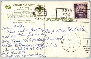 Bowling Green Kentucky 1960 Postcard Colletdale Court