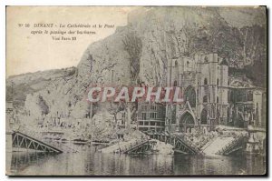 Old Postcard Dinant The Cathedral and the Bridge after the passage of the Bar...