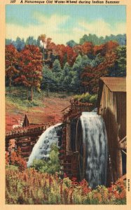 Vintage Postcard 1920's A Picturesque Old Water-Wheel During Indian Summer Art