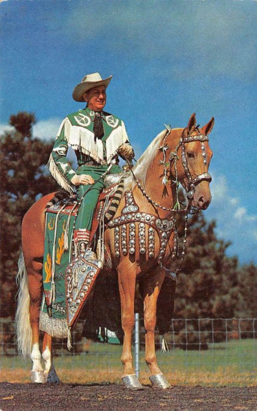 Art Miller on Peavines Golden Major Cowboy on Horse c1950s Vintage Postcard