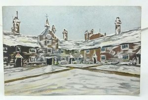 Snowy Day at Whitgifts Hospital Croydon Surrey Vintage Art Painting PostCard