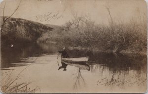 Lumsden Saskatchewan Man Fishing Wascana River Pike Fish RP Postcard H62 *as is