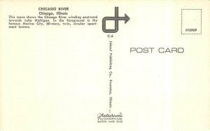 CHICAGO, Illinois IL  MARINA CITY APARTMENTS & RIVER  Bird's Eye View  Postcard