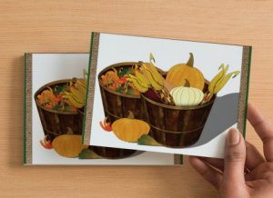 Set of 6 Digital Art Postcard The Splendor Of Autumn, Fall Arrangement, Pumpkin