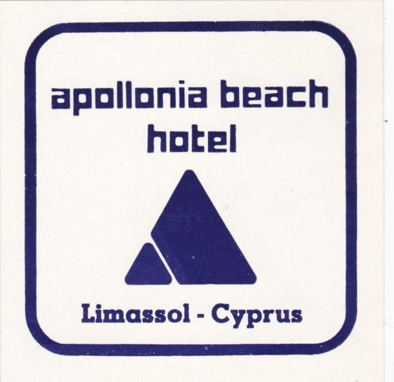 Cyprus Limassol Apollonia Beach Hotel Vintage Luggage Label sk3301