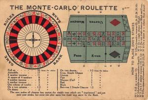 Monte Carlo Roulette Game Board Gambling Antique Postcard K7876544