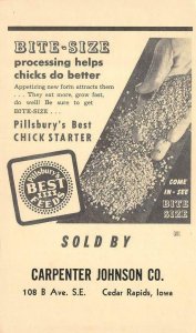 CEDAR RAPIDS, IA Iowa  CARPENTER JOHNSON CO Pillsbury Chick Feed  ADVERTISING