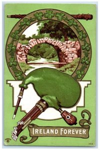 1914 Ireland Forever Shamrock Bridge P. Sander Anamosa Iowa IA Embossed Postcard