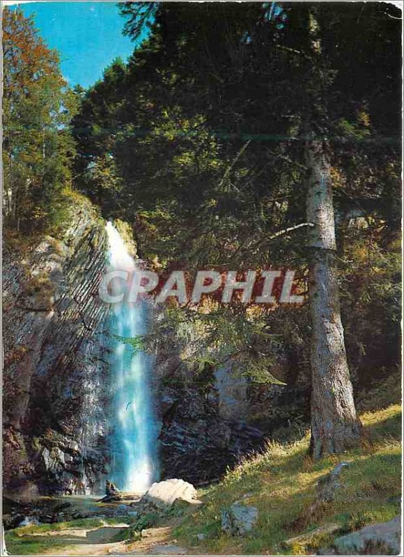 Modern Postcard Sun and Mountains Cascade Foret