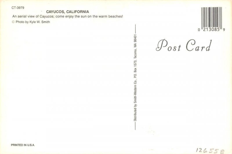 2~4X6 Postcards Cayucos, CA California STREET SCENE Trading Post~Pharmacy AERIAL 