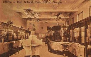 First National Bank Interior Medford Oregon 1910c postcard