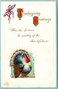 1911 Thanksgiving Greetings May The Fortune Be Worthy Turkey Posted Postcard